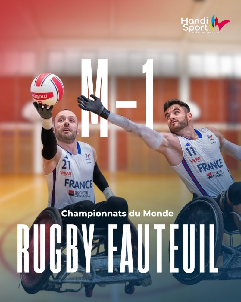 🏐🌍 M-1 avant le Championnat du Monde !
 
Dans un mois, l’Équipe de France de rugby fauteuil s’envolera pour São Paulo 🇧🇷 afin de disputer le Championnat du Monde, du 15 au 24 août.
Les meilleures nations de la planète ont rendez-vous… et les Bleu(e)s seront prêts à relever le défi ! 🇫🇷🔥
 
✨ Les Français retenus :
 
🇫🇷 Aurianne Devallière (Stade Toulousain Rugby Handisport)
🇫🇷 Corentin Le Guen (CS Nuiton Rugby)
🇫🇷 Jordan Ducret (Atlantique Rugby Fauteuil)
🇫🇷 Lucas Gumez (Stade Toulousain Rugby Handisport)
🇫🇷 Cédric Nankin (CAPSAAA)
🇫🇷 Nicolas Valentim (Association Sportive Montferrandaise)
🇫🇷 Titouan Grippon-Lamotte (CAPSAAA)
🇫🇷 Loup Cathala (Montpellier Handi Rugby)
🇫🇷 Brice Maurel (Montpellier Handi Rugby)
🇫🇷 Sébastien Verdin (CS Nuiton Rugby)
🇫🇷 Jonathan Hivernat (Stade Toulousain Rugby Handisport)
🇫🇷 Théo Baraton (Montpellier Handi Rugby)
 
🔁 Remplaçants :
Mélanie Sambres (CAPSAAA)
Martin Cantie (SAA VX Rugby Fauteuil)
 
💙 Le compte à rebours est lancé !