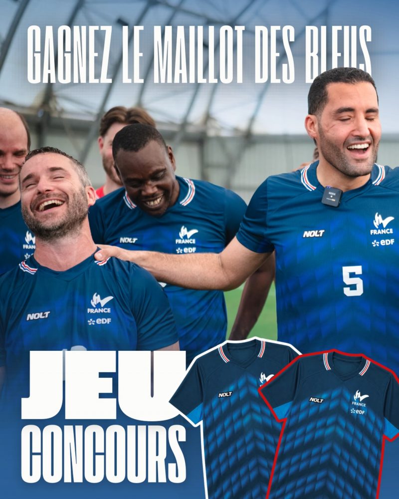 ⚽️ Et si vous portiez les couleurs des Bleus à l’Euro de cécifoot ? 🇫🇷
 
À l’occasion des IBSA Blind Football European Championships, la Fédération Française Handisport et @ibsa_blindeuro2026 vous offrent 4 maillots de l’équipe de France de cécifoot ! 👕
 
4 gagnants seront tirés au sort. Pour participer, c’est simple :
✅ Suivez @handisportofficiel et @ibsa_blindeuro2026
❤️ Likez cette publication
💬 Dites-nous en commentaire votre prono pour les Bleus à l’Euro de cécifoot !
 
📅 Le concours est ouvert du 3 au 10 août 2026 à 23h59. Les gagnants seront tirés au sort à l’issue du concours et contactés par message privé.
 
Bonne chance à toutes et à tous !